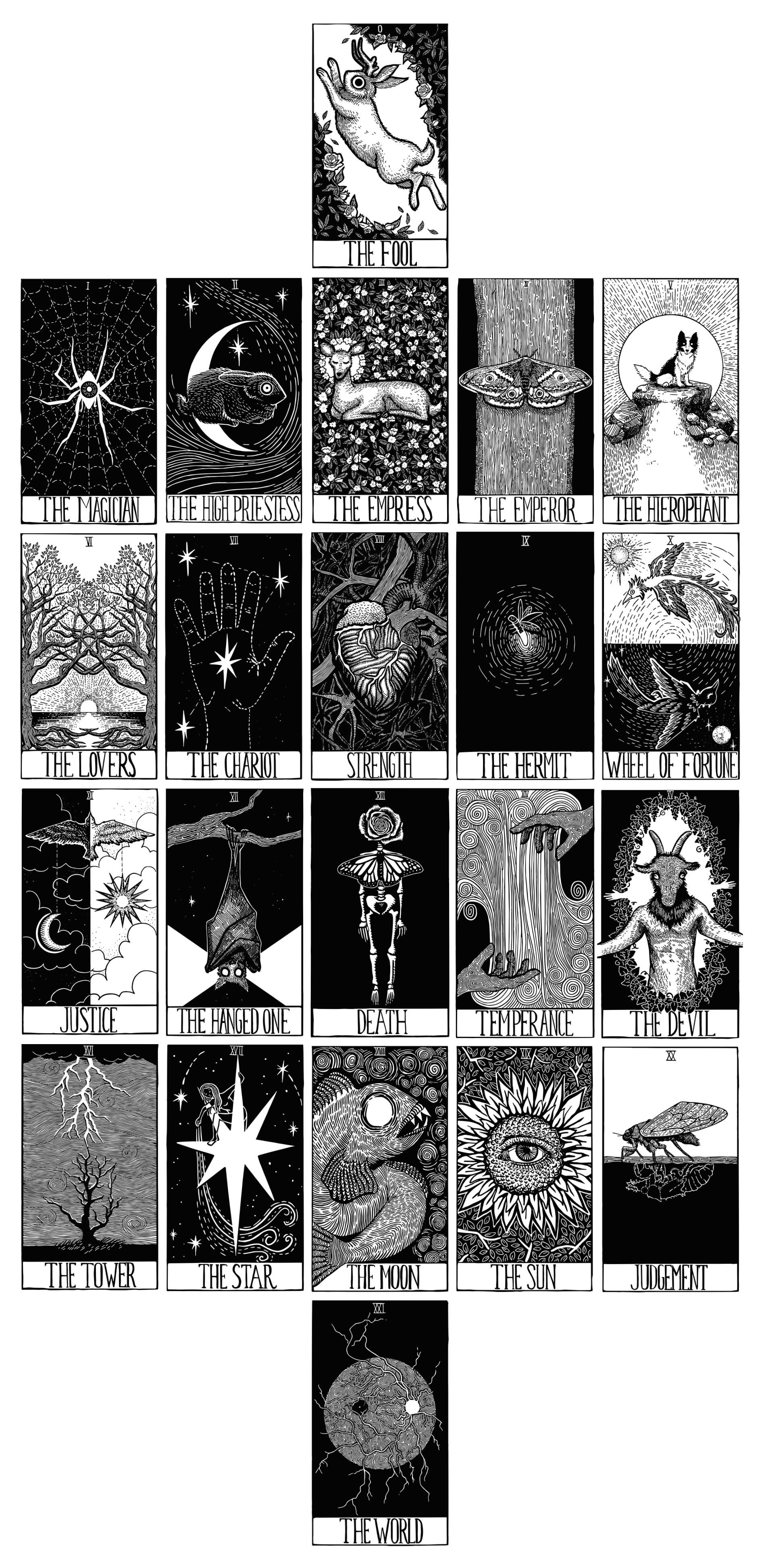 The Star String Tarot Hand Drawn Tarot Deck 78 Card Linen Finish